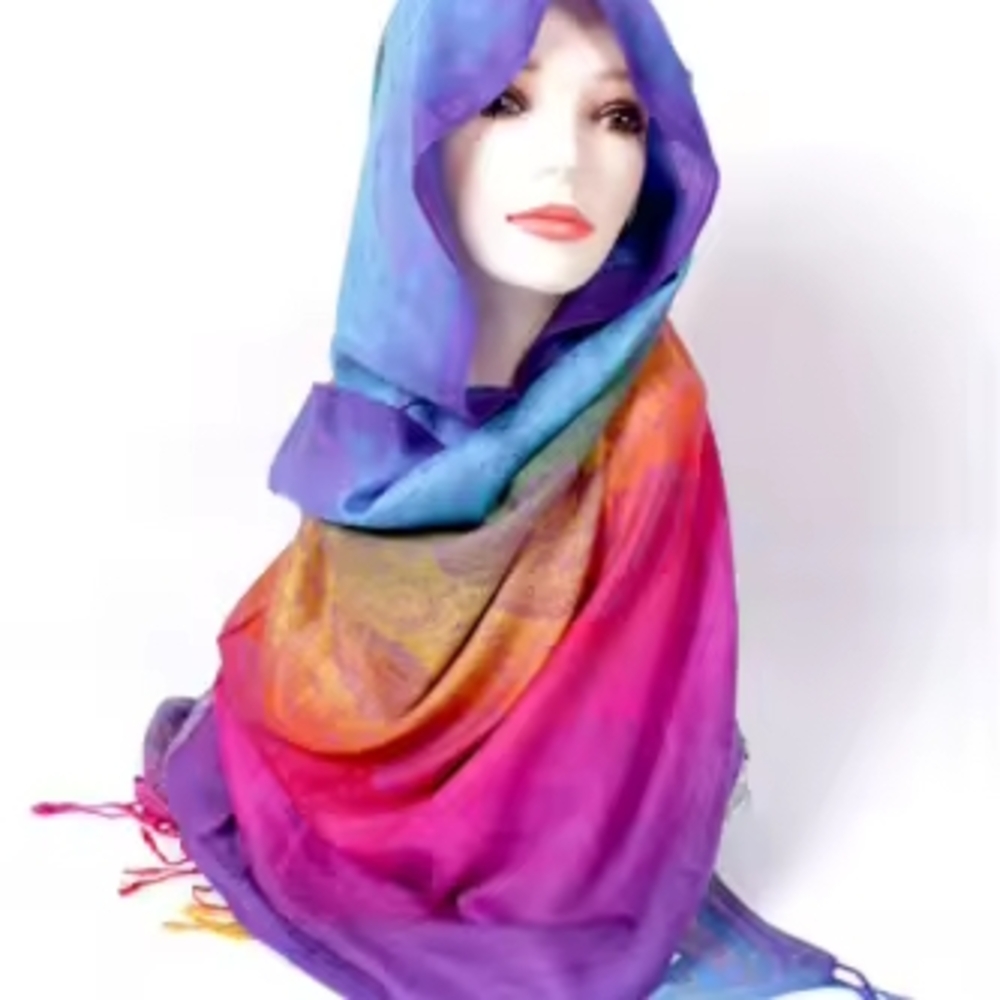 Paisley Patterned Multicolor Scarf - Picture 4 of 11